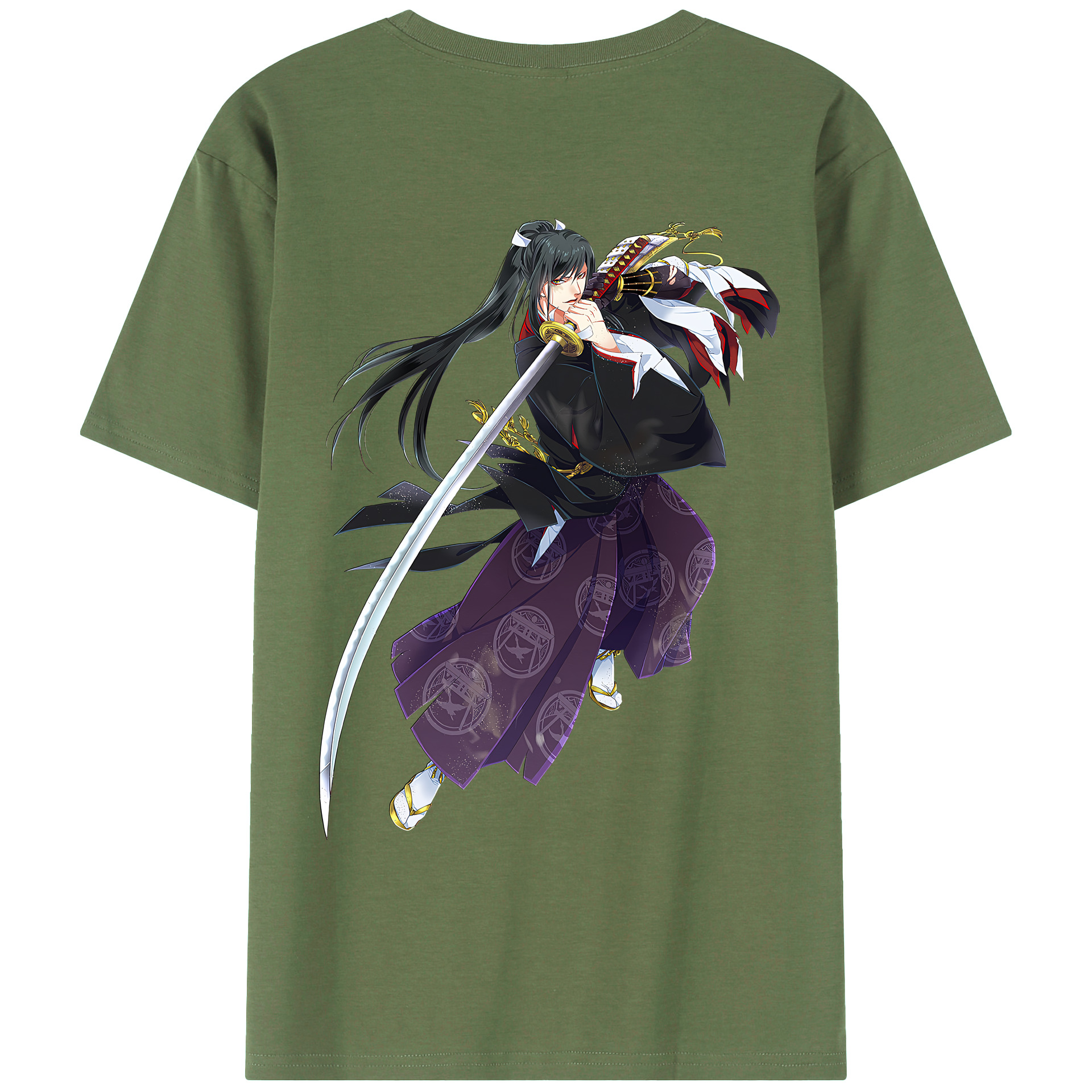 （画像用） 刀剣乱舞 Touken Ranbu 綿100％ メンズ半袖Tシャツ（バックプリント） 通気性